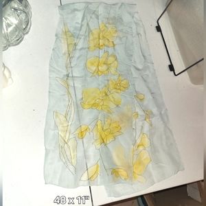 Baby blue and yellow orchid fashion scarf
